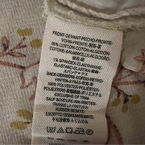 Free People Cream Striped Button Down Shirt with See Through Floral Back - Picture 8 of 12